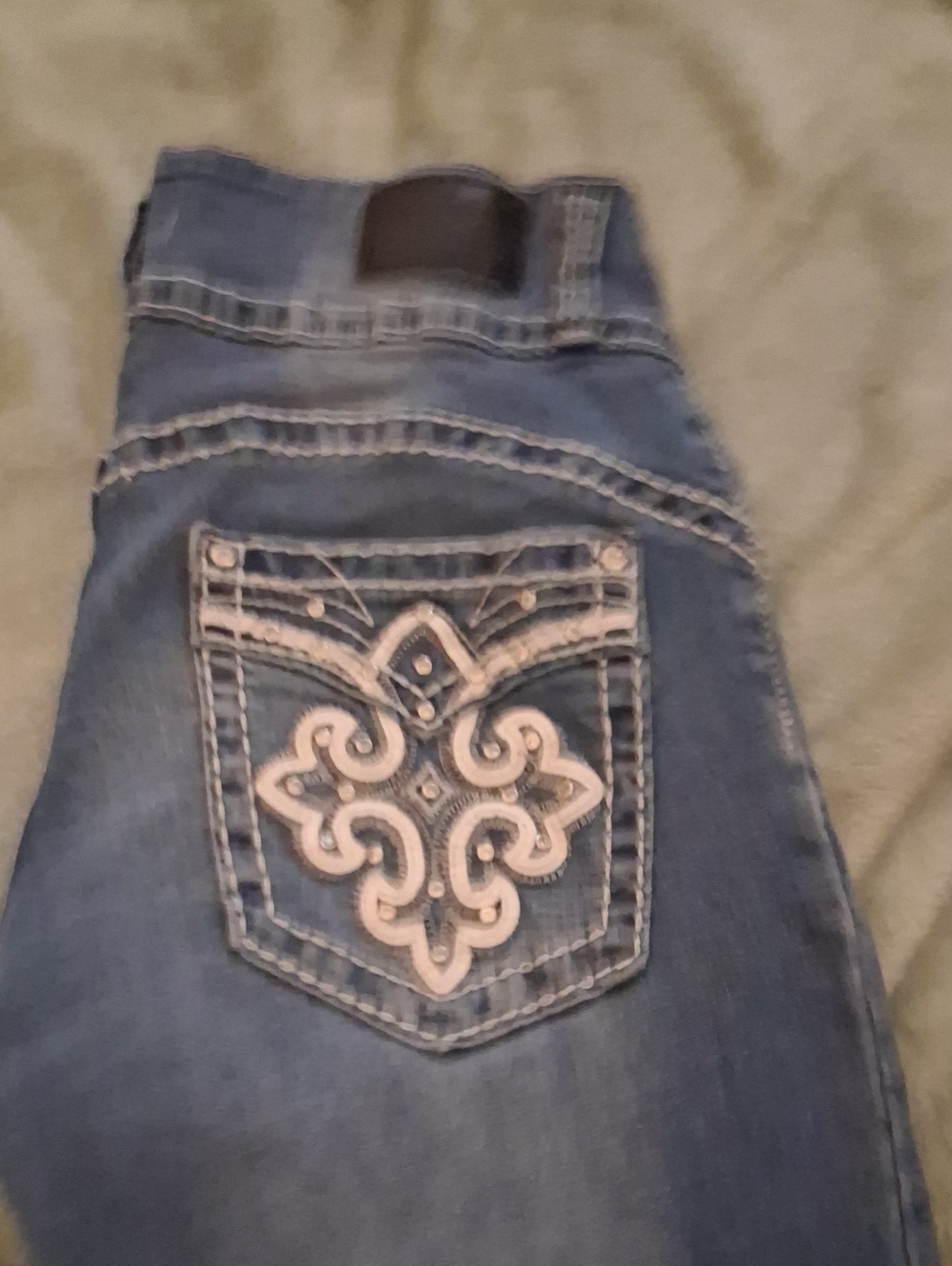 Women’s Blue Embroidered Pocket Jeans